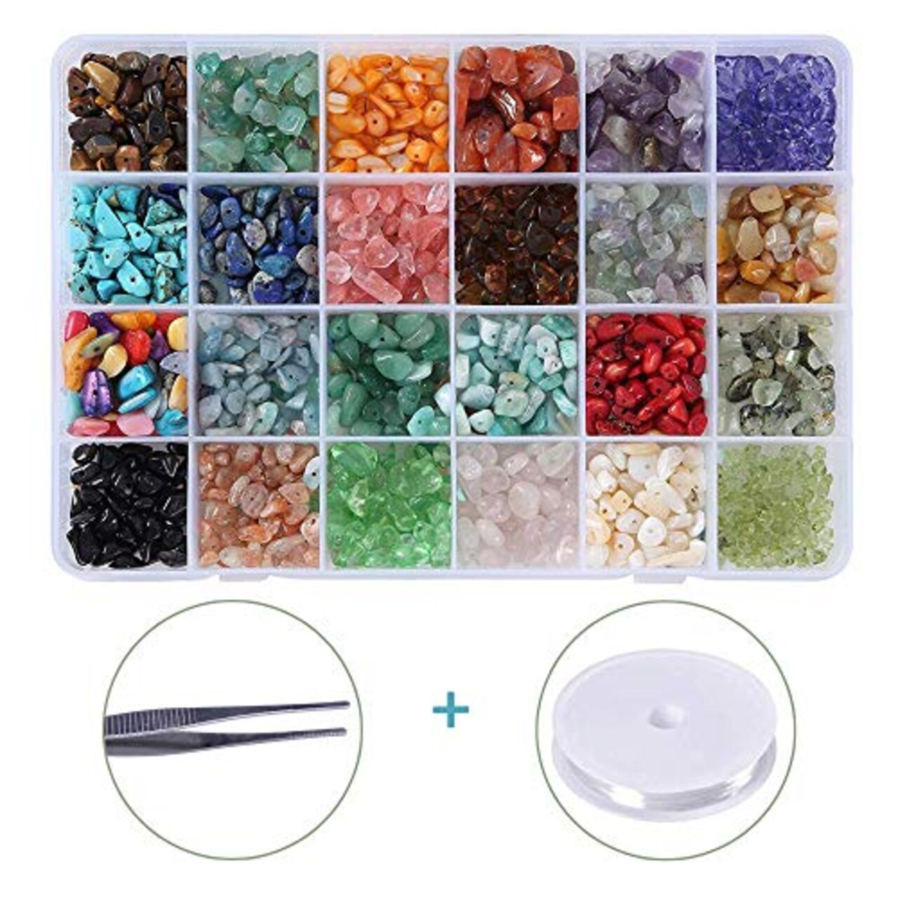 Efivs Arts 1500PCS Stone Beads, Crystal Beads Ring Making Kit Gemstone  Beads Set 24 Styles Crystal Pieces for Jewelry Making Crushed Chunked for  DIY Crafts for Holiday Gift